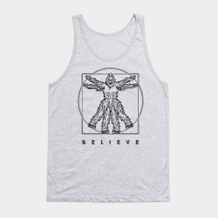 Believe Vitruvian Bigfoot Funny Leonardo da Vinci Sasquatch Vintage illustration Tank Top